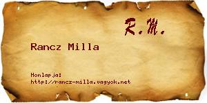Rancz Milla névjegykártya
